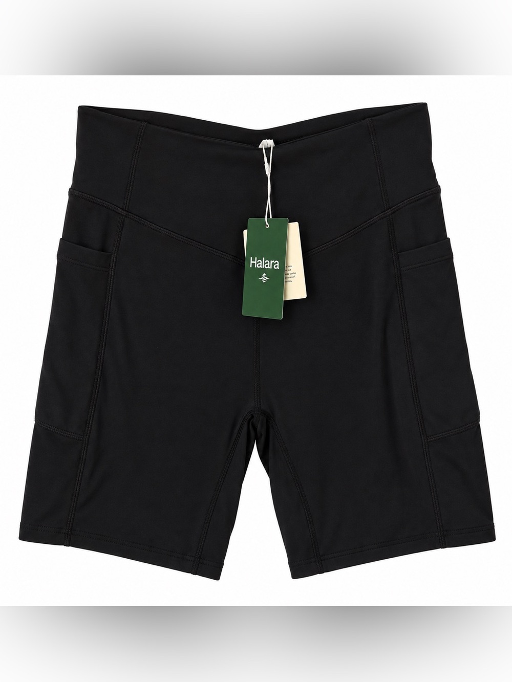 HALARA Black High-Rise Bike Shorts with Side Pockets-Ultra Sculpting
